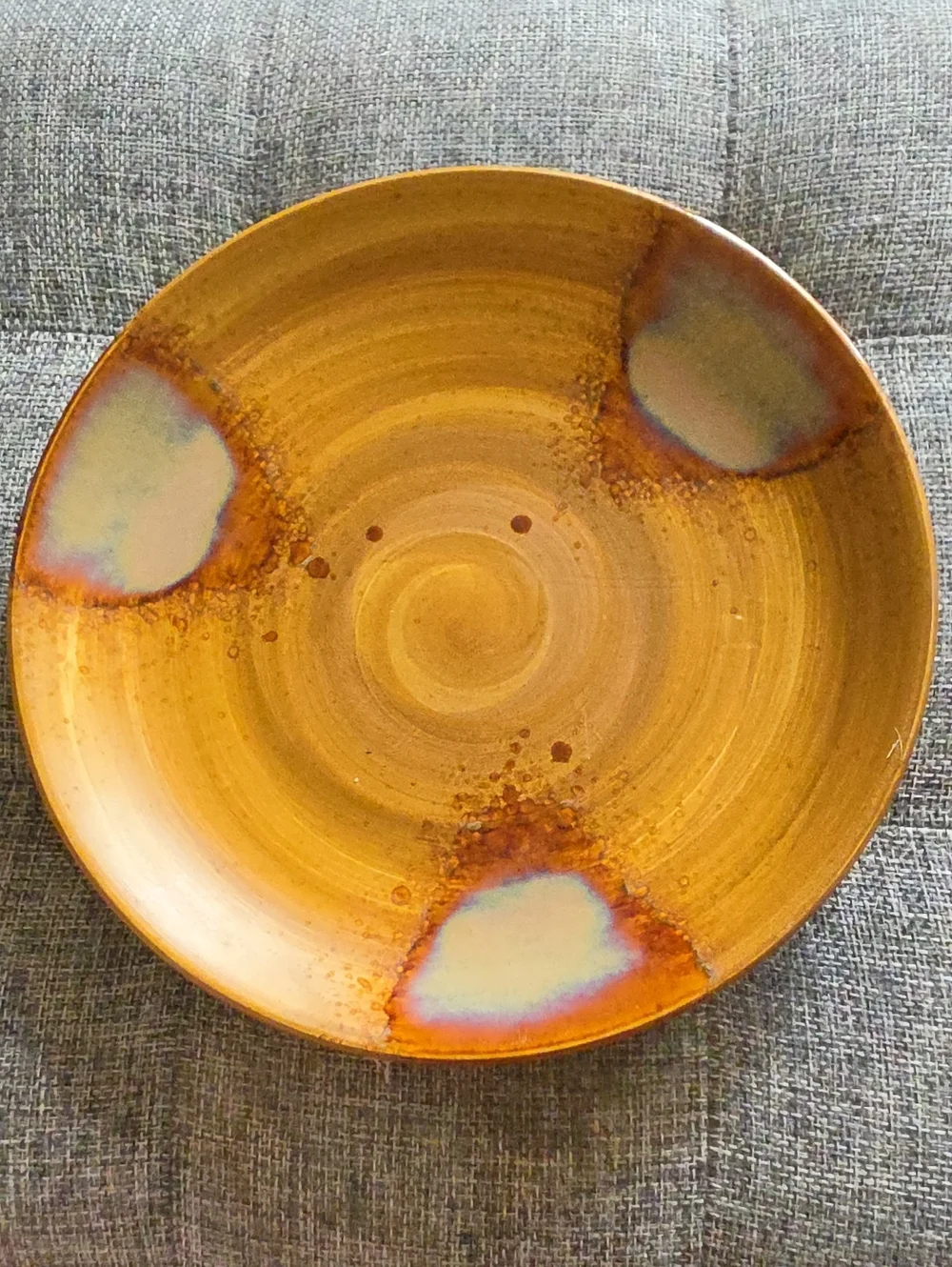 Sango Splash 4951 Brown Stoneware 8.25 Plates with Concentric Glaze Set of 4